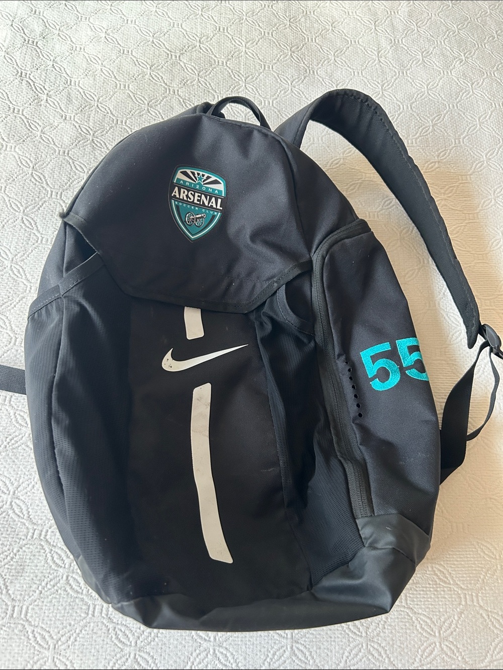 Nike Academy Team Backpack Arizona Arsenal Soccer Club #55. Durable Soccer Gear.